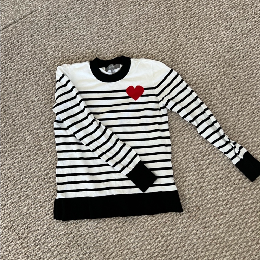 Striped Sweater with Heart Detail